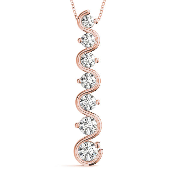 14K Rose Gold Diamond Journey Pendant