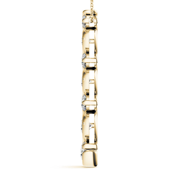 14K Yellow Gold Round Diamond Pendant