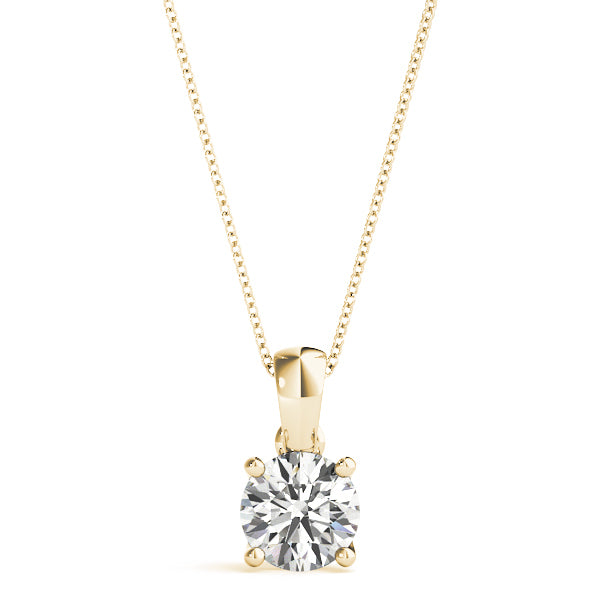 14K Yellow Gold 1ct Diamond Solitaire Pendant Necklace