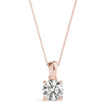 14K Rose Gold 1ct Diamond Solitaire Pendant