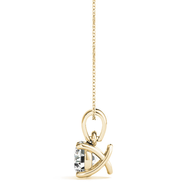 14K Yellow Gold 1ct Diamond Solitaire Pendant Necklace