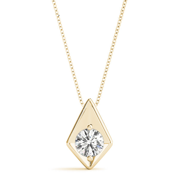 14K Yellow Gold Round Diamond Pendant