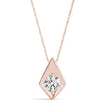 14K Rose Gold Round Diamond Solitaire Pendant