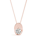 14K Rose Gold Round Diamond Solitaire Pendant