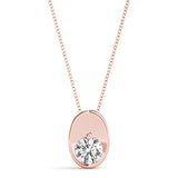 14K Rose Gold Round Diamond Solitaire Pendant