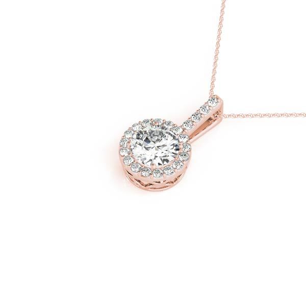 18K Rose Gold Round Diamond Halo Pendant