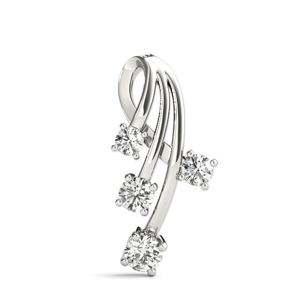18K White Gold Round Diamond Journey Pendant