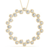 14K Yellow Gold Round Diamond Circle Pendant