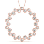 14K Rose Gold Round Diamond Circle Pendant