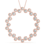 14K Rose Gold Round Diamond Circle Pendant