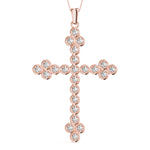 14K Rose Gold Diamond Cross Pendant