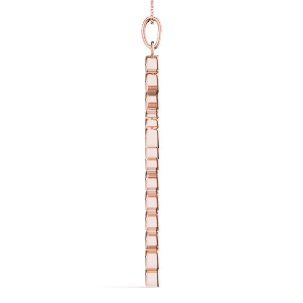 14K Rose Gold Diamond Cross Pendant