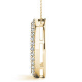 14K Yellow Gold Round Diamond Circle Pendant