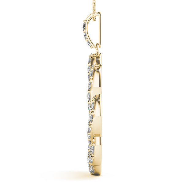 14K Yellow Gold Round Diamond Circle Pendant