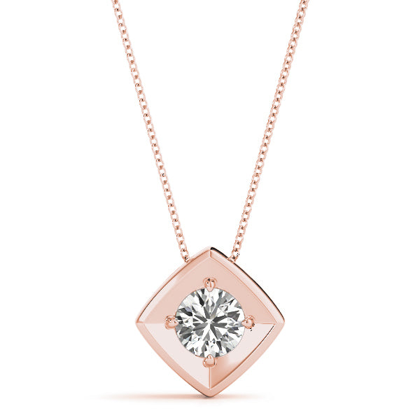 14K Rose Gold 1ct Diamond Solitaire Pendant