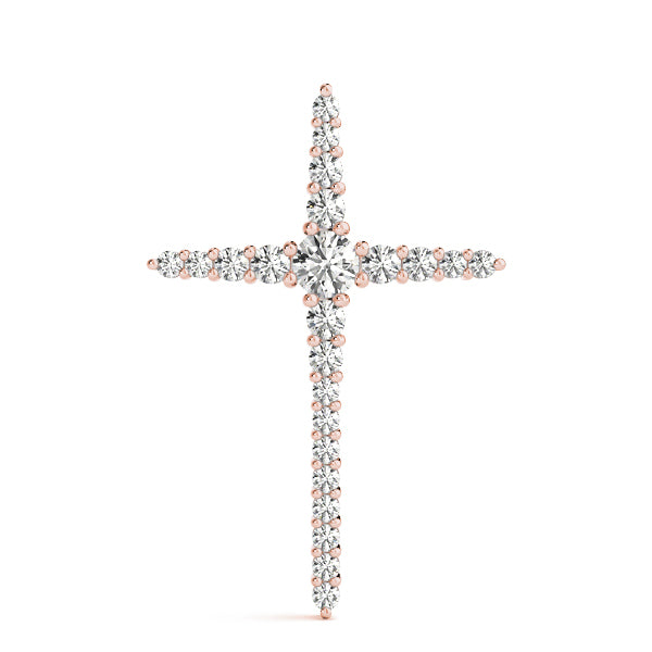 14K Rose Gold Round Diamond Fashion Pendant