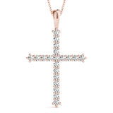 14K Rose Gold Diamond Cross Pendant
