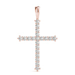 14K Rose Gold Diamond Cross Pendant