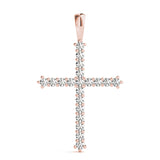 14K Rose Gold Diamond Cross Pendant