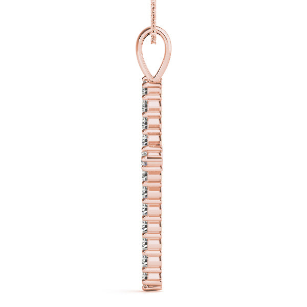 14K Rose Gold Diamond Cross Pendant