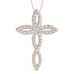 14K Rose Gold Diamond Cross Pendant