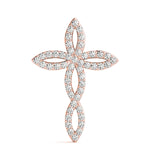 14K Rose Gold Diamond Cross Pendant