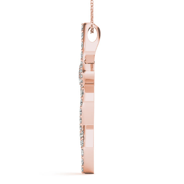 14K Rose Gold Diamond Cross Pendant