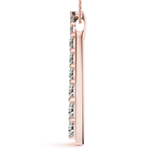 14K Rose Gold Round Diamond Fashion Pendant