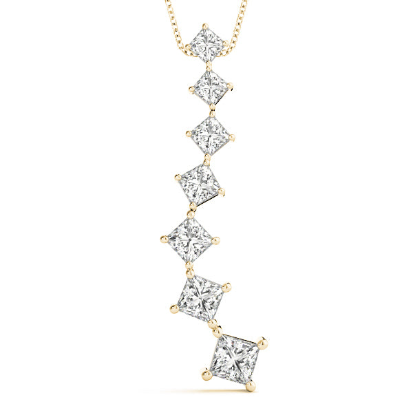 14K Yellow Gold Square Diamond Pendant