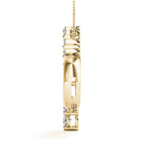 14K Yellow Gold Diamond Cluster Pendant Necklace