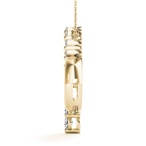 14K Yellow Gold Diamond Cluster Pendant Necklace
