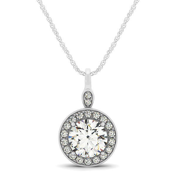 Platinum 1 CT Diamond Halo Pendant Necklace