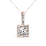 14K Rose Gold 1 CT Diamond Halo Pendant