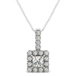 Multi-Metal Round Diamond Halo Pendant