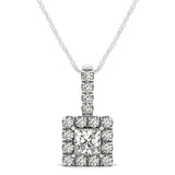 Multi-Metal Round Diamond Halo Pendant