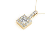14K Yellow Gold Square Diamond Pendant Halo