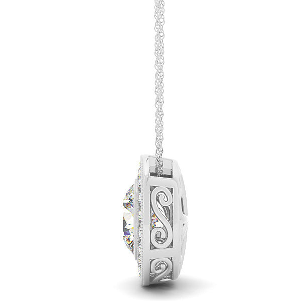 Round Diamond Halo Pendant