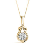 14K Yellow Gold 1 CT Diamond Love Knot Pendant