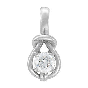 14K White Gold 1 CT Diamond Love Knot Pendant