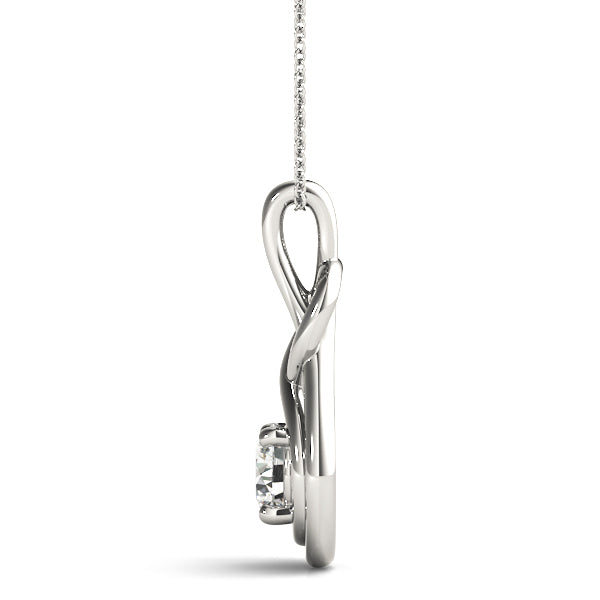 18K White Gold Diamond Love Knot Pendant