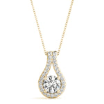 14K Yellow Gold Round Diamond Solitaire Pendant