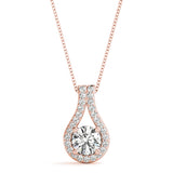 14K Rose Gold 1ct Diamond Pendant Necklace