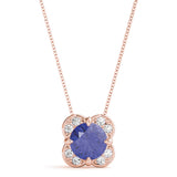 14K Rose Gold Round Diamond Halo Pendant