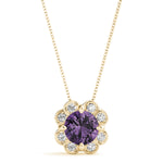 14K Yellow Gold Round Diamond Halo Pendant