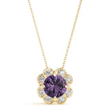 14K Yellow Gold Round Diamond Halo Pendant