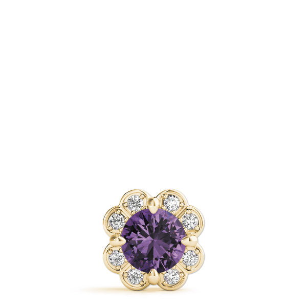 14K Yellow Gold Round Diamond Halo Pendant