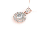 14K Rose Gold 1.33ctw Round Diamond Halo Pendant