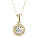 14K Yellow Gold Diamond Solitaire Pendant - 1 Carat