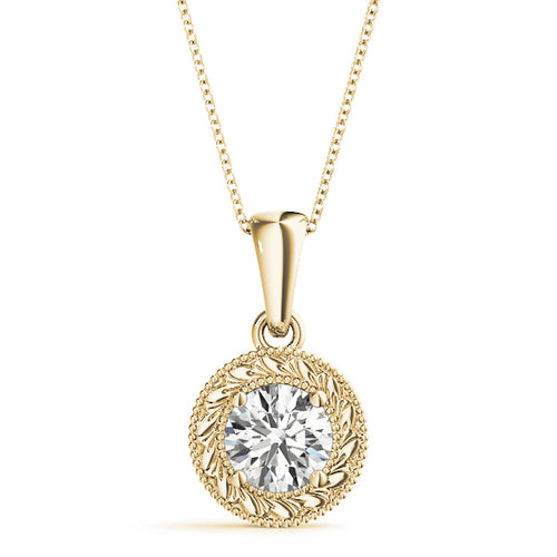 14K Yellow Gold Diamond Solitaire Pendant - 1 Carat