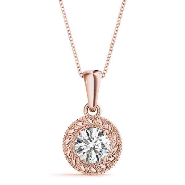 1ct Diamond Pendant in 14K Rose Gold Solitaire